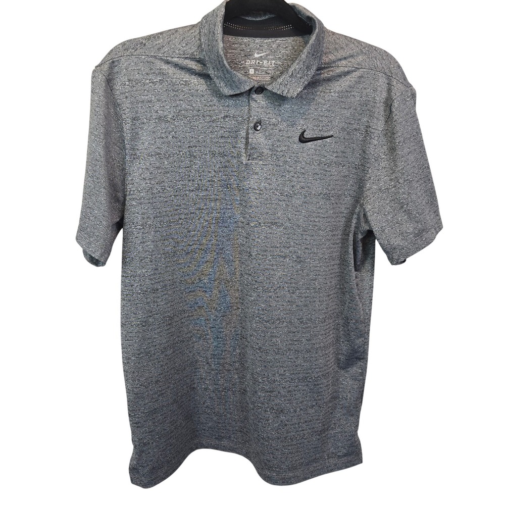 Nike Dri-Fit Polo Shirt Mens Small Gray Heathered Short Sleeve Golf Top